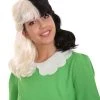 HPO Women's Shoulder Length Contrasting Two Tone Cruel And Evil Wig - Pure White And Jet Black Hair - Capless Cap Design