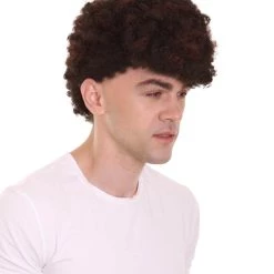HPO Football | Men's Football Curly Brown Wig With Headband 14 HPO Football | Men's Football Curly Brown Wig With Headband