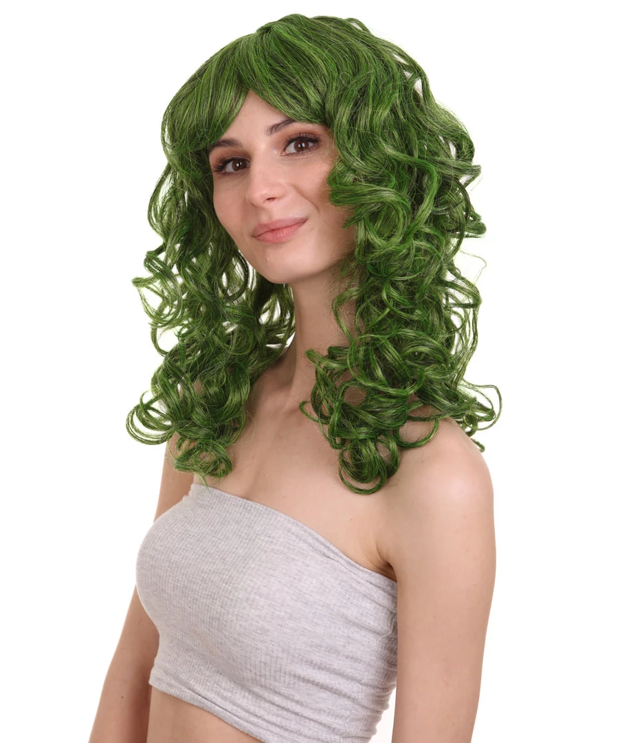 HPO Women's Long Green Womens Wig | Stage Event Party Ready Colorful Wig | Premium Breathable Capless Cap 2 HPO Women's Long Green Womens Wig | Stage Event Party Ready Colorful Wig | Premium Breathable Capless Cap