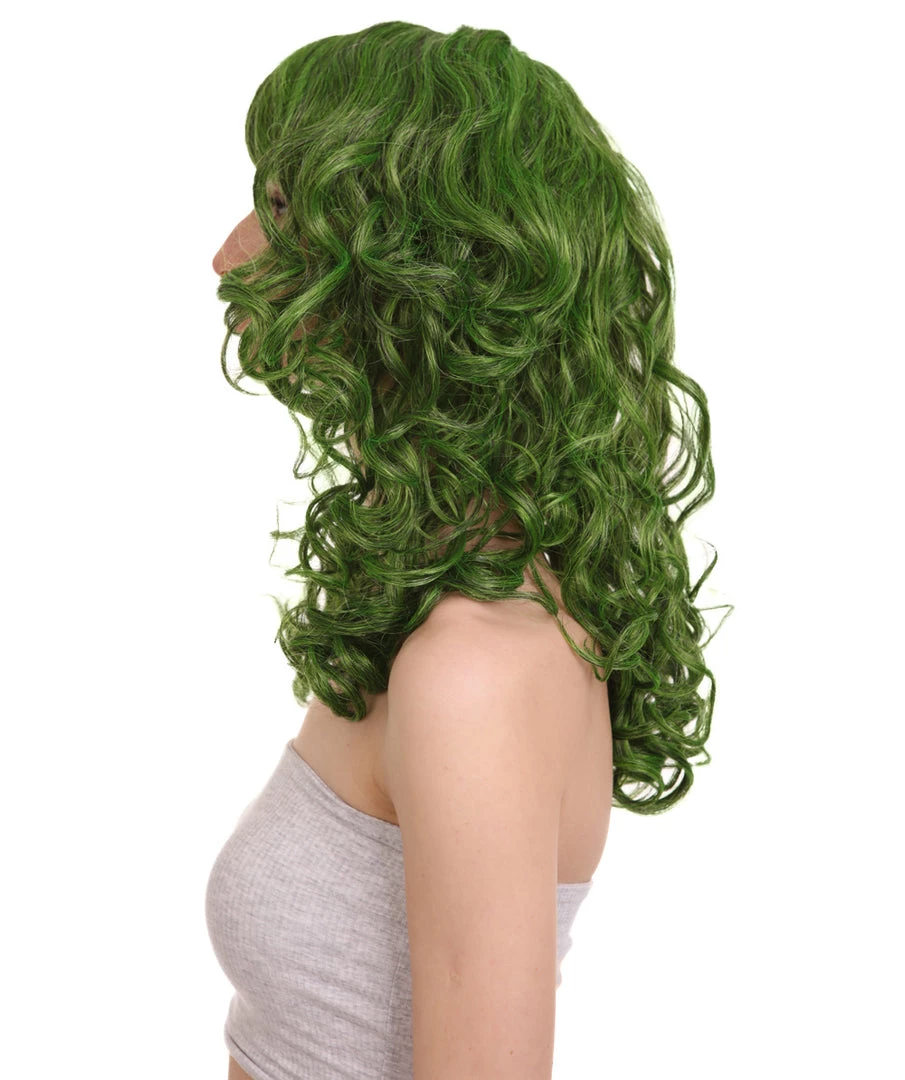 HPO Women's Long Green Womens Wig | Stage Event Party Ready Colorful Wig | Premium Breathable Capless Cap 3 HPO Women's Long Green Womens Wig | Stage Event Party Ready Colorful Wig | Premium Breathable Capless Cap