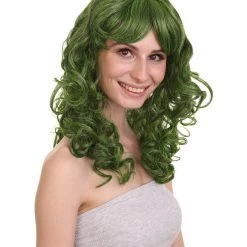HPO Women's Long Green Womens Wig | Stage Event Party Ready Colorful Wig | Premium Breathable Capless Cap 13 HPO Women's Long Green Womens Wig | Stage Event Party Ready Colorful Wig | Premium Breathable Capless Cap