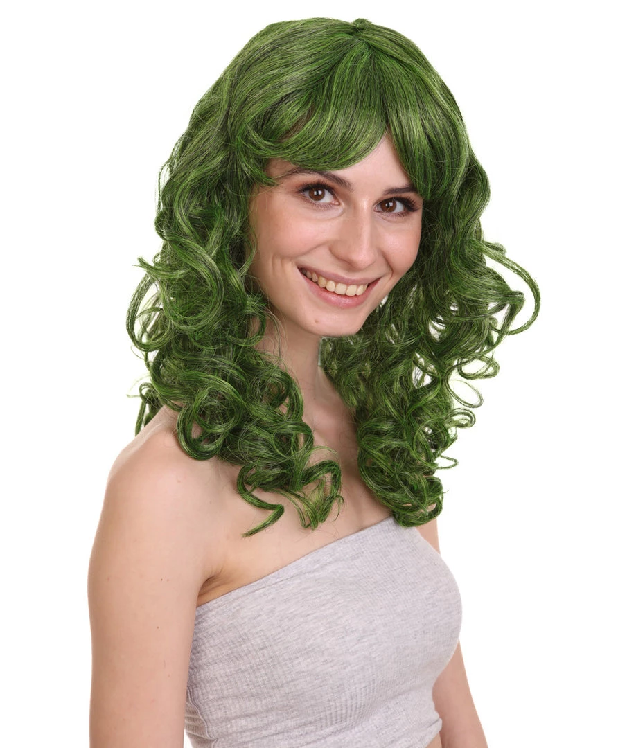 HPO Women's Long Green Womens Wig | Stage Event Party Ready Colorful Wig | Premium Breathable Capless Cap 5 HPO Women's Long Green Womens Wig | Stage Event Party Ready Colorful Wig | Premium Breathable Capless Cap