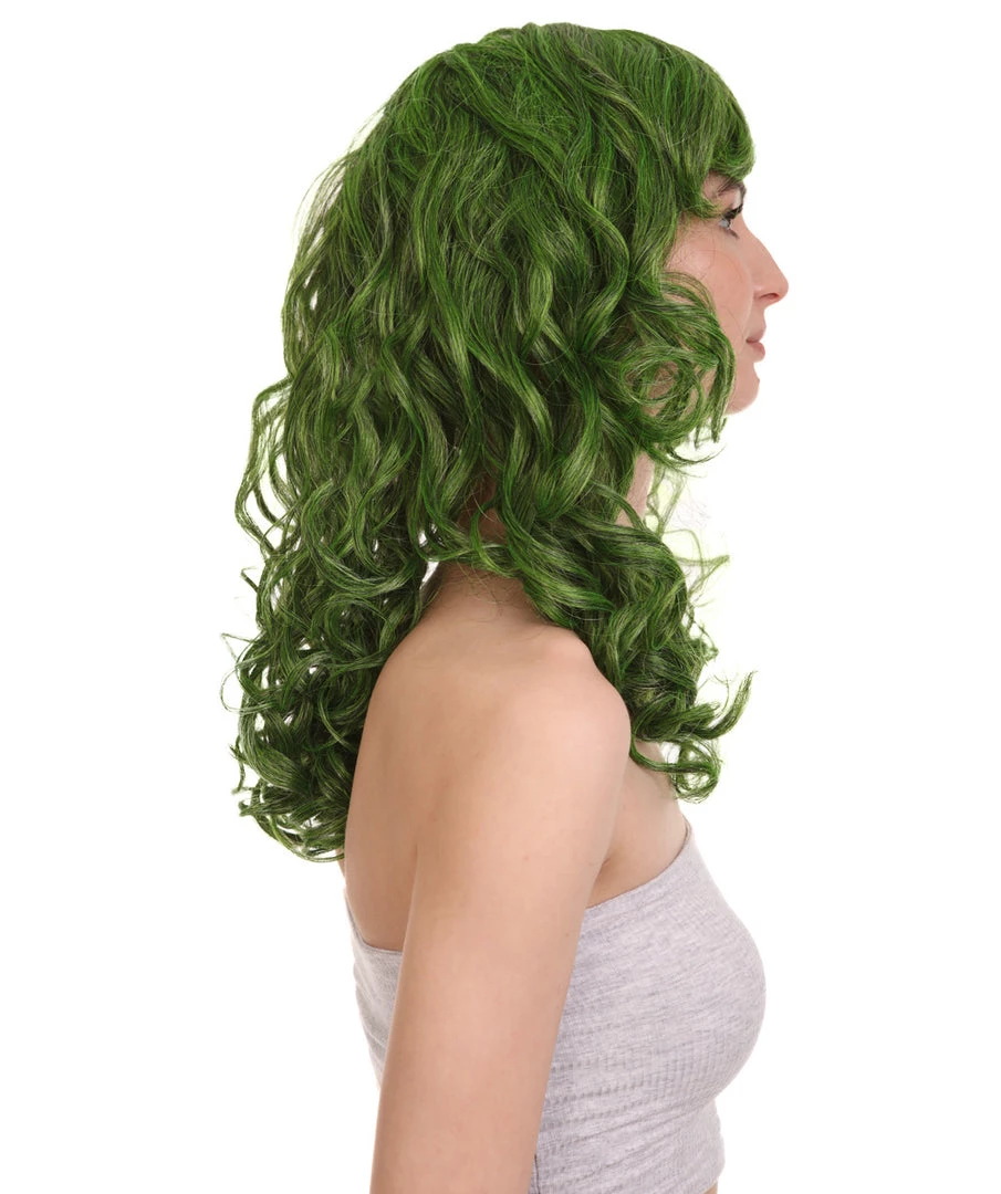 HPO Women's Long Green Womens Wig | Stage Event Party Ready Colorful Wig | Premium Breathable Capless Cap 6 HPO Women's Long Green Womens Wig | Stage Event Party Ready Colorful Wig | Premium Breathable Capless Cap