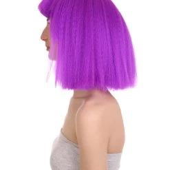HPO Australian Singer Womens Wig | Neon Purple Celebrity Wigs | Premium Breathable Capless Cap Women's