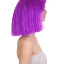 HPO Australian Singer Womens Wig | Neon Purple Celebrity Wigs | Premium Breathable Capless Cap Women's