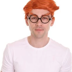 HPO Men Short Funny Wig With Eye Glass | Premium Breathable Capless Cap Men's