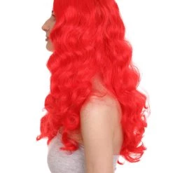 HPO Men's Womens Sea Princess | Red Long TV/Movie Wig | Premium Breathable Capless Cap
