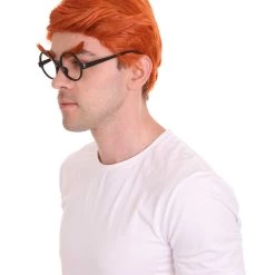 HPO Men Short Funny Wig With Eye Glass | Premium Breathable Capless Cap Men's