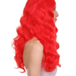 HPO Men's Womens Sea Princess | Red Long TV/Movie Wig | Premium Breathable Capless Cap
