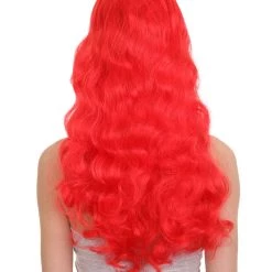 HPO Men's Womens Sea Princess | Red Long TV/Movie Wig | Premium Breathable Capless Cap