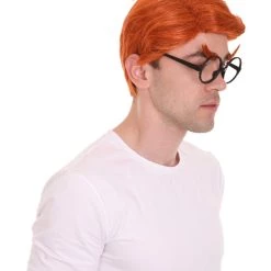 HPO Men Short Funny Wig With Eye Glass | Premium Breathable Capless Cap Men's