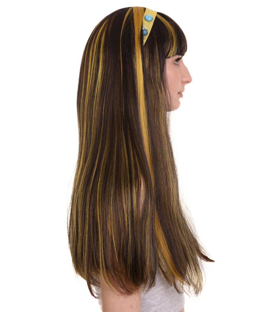 HPO Monster Womens Wig | Black Gold Long Cosplay Halloween Wig | Premium Breathable Capless Cap 5 HPO Monster Womens Wig | Black Gold Long Cosplay Halloween Wig | Premium Breathable Capless Cap