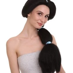 HPO Womens Adult Princess Braided Wig | Black TV/Movie Wigs | Premium Breathable Capless Cap