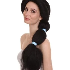 HPO Womens Adult Princess Braided Wig | Black TV/Movie Wigs | Premium Breathable Capless Cap