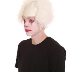 HPO Men's Half Bald Head Curly Men Wig, Black