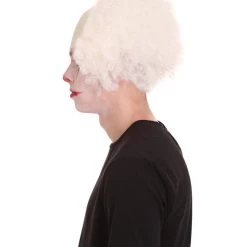 HPO Men's Half Bald Head Curly Men Wig, Black