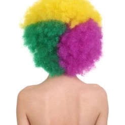 HPO Adult Women's Carnival Mardi Gras Tri-Color Wig | Jumbo Afro Cosplay Halloween Wig | Premium Breathable Capless Cap 14 HPO Adult Women's Carnival Mardi Gras Tri-Color Wig | Jumbo Afro Cosplay Halloween Wig | Premium Breathable Capless Cap