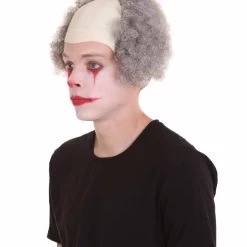 HPO Men's Half Bald Head Curly Men Wig, Black