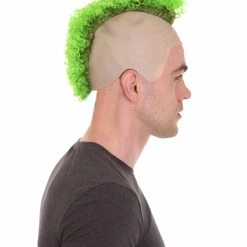 HPO Curly Mohawk Wig | Green Halloween Wig With Cap Kids 14 HPO Curly Mohawk Wig | Green Halloween Wig With Cap Kids