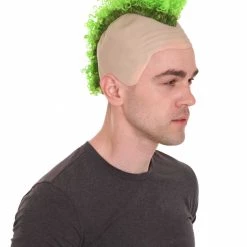 HPO Curly Mohawk Wig | Green Halloween Wig With Cap Kids 15 HPO Curly Mohawk Wig | Green Halloween Wig With Cap Kids