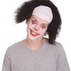 HPO Half Bald Head Men Curly Wig