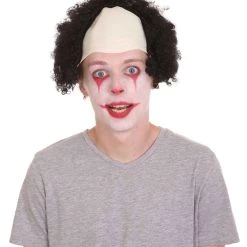 HPO Men's Half Bald Head Curly Men Wig, Black