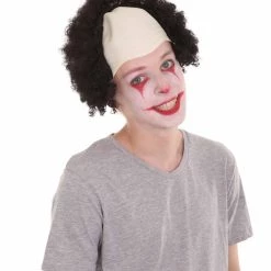 HPO Men's Half Bald Head Curly Men Wig, Black