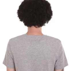 HPO Men's Half Bald Head Curly Men Wig, Black