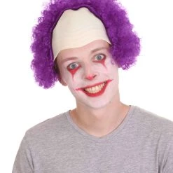 HPO Men's Half Bald Head Curly Men Wig, Black