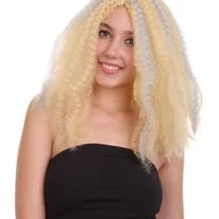 HPO Women's Shoulder Length Curly Wig Multi Colored | Premium Breathable Capless Cap
