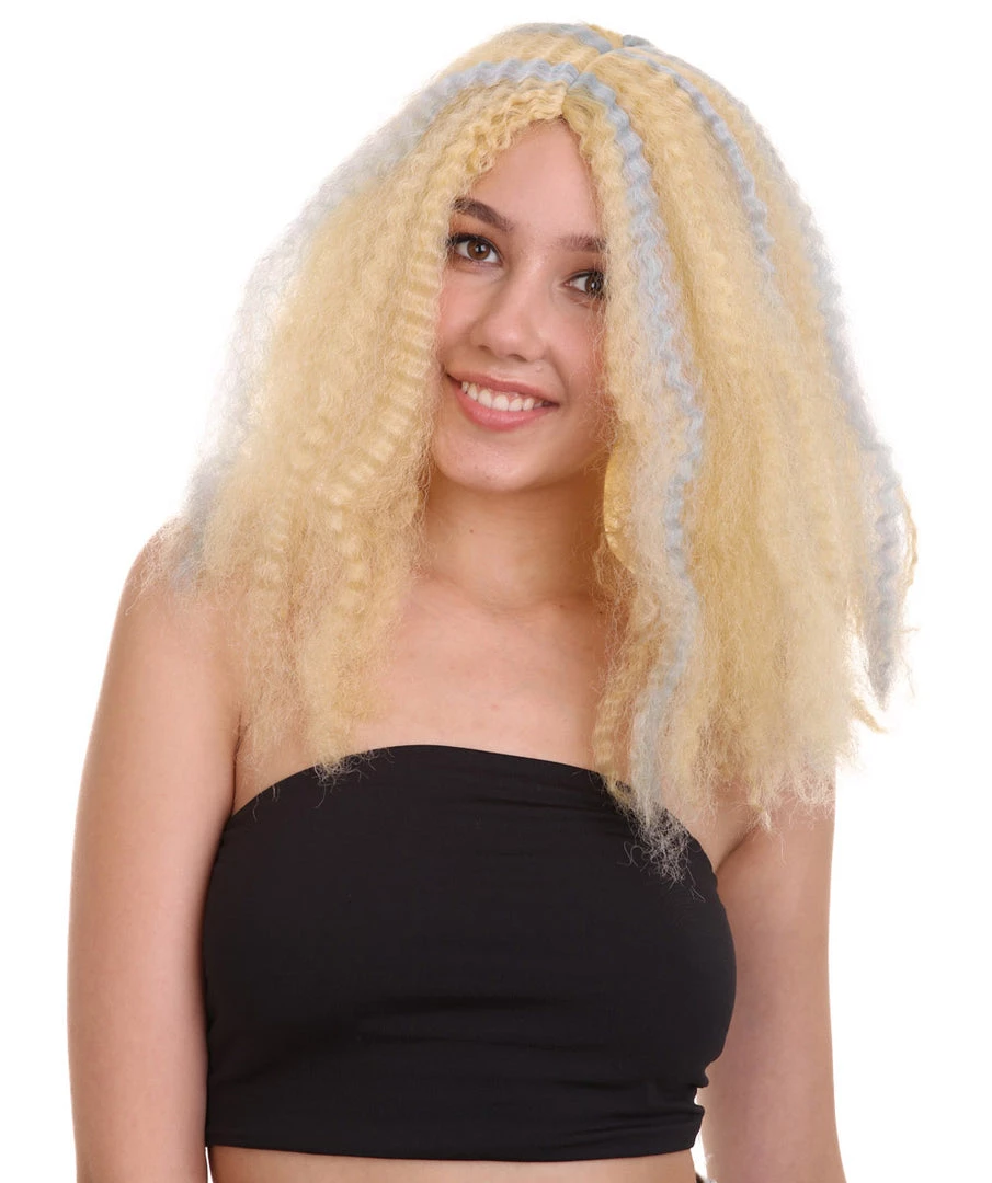 HPO Women's Shoulder Length Curly Wig Multi Colored | Premium Breathable Capless Cap 1 HPO Women's Shoulder Length Curly Wig Multi Colored | Premium Breathable Capless Cap