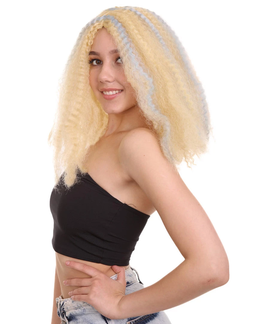 HPO Women's Shoulder Length Curly Wig Multi Colored | Premium Breathable Capless Cap 3 HPO Women's Shoulder Length Curly Wig Multi Colored | Premium Breathable Capless Cap