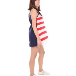 FLAGWIGS Adult Women's 4th Of July Independence Day Flag Troll Dress Costume | Patriotic Cosplay Costume