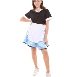 HPO Adult Women's 50's Car Hop Girl Waitress Costume | Black And Blue Cosplay Costume