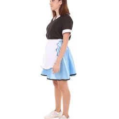 HPO Adult Women's 50's Car Hop Girl Waitress Costume | Black And Blue Cosplay Costume