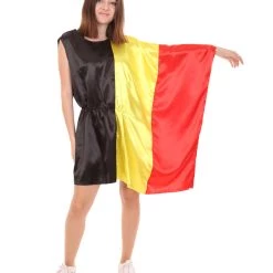 FLAGWIGS Adult Women's Celebratory Belgian Flag Dress Costume | Patriotic Cosplay Costume