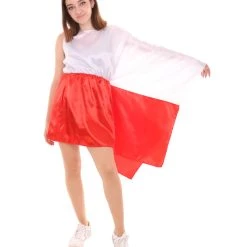 FLAGWIGS Adult Women's Celebratory Polish Flag Dress Costume | Patriotic Cosplay Costume