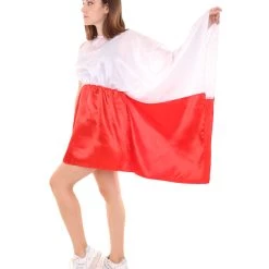 FLAGWIGS Adult Women's Celebratory Polish Flag Dress Costume | Patriotic Cosplay Costume