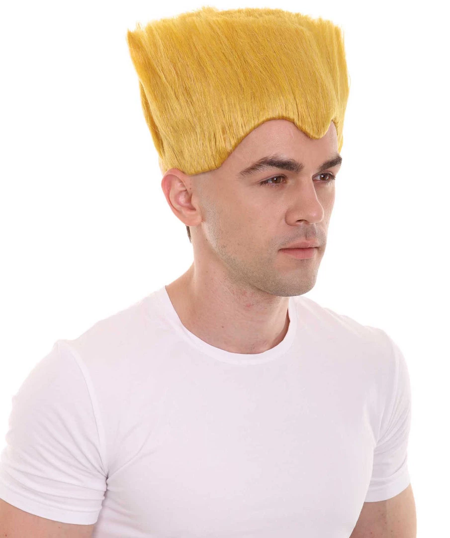 HPO Men's Fighter Game | Mens Short Length Electric Yellow Straight Spiked Cosplay Wig 7 HPO Men's Fighter Game | Mens Short Length Electric Yellow Straight Spiked Cosplay Wig