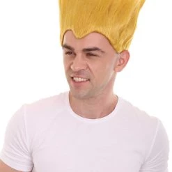 HPO Men's Fighter Game | Mens Short Length Electric Yellow Straight Spiked Cosplay Wig 12 HPO Men's Fighter Game | Mens Short Length Electric Yellow Straight Spiked Cosplay Wig