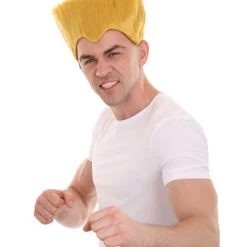 HPO Men's Fighter Game | Mens Short Length Electric Yellow Straight Spiked Cosplay Wig 17 HPO Men's Fighter Game | Mens Short Length Electric Yellow Straight Spiked Cosplay Wig