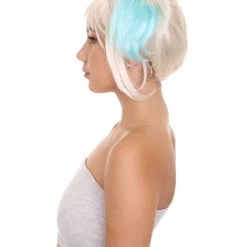 HPO Women's Multi Color Straight Short Pigtail Wig | Premium Breathable Capless Cap