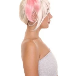 HPO Women's Multi Color Straight Short Pigtail Wig | Premium Breathable Capless Cap