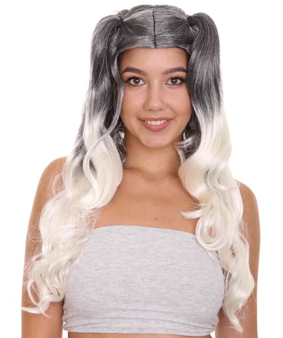 HPO Men's Dolly Womens Wig | Black/White Two-Toned Wig | Premium Breathable Capless Cap 2 HPO Men's Dolly Womens Wig | Black/White Two-Toned Wig | Premium Breathable Capless Cap