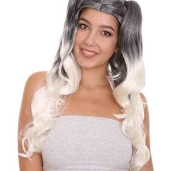 HPO Men's Dolly Womens Wig | Black/White Two-Toned Wig | Premium Breathable Capless Cap