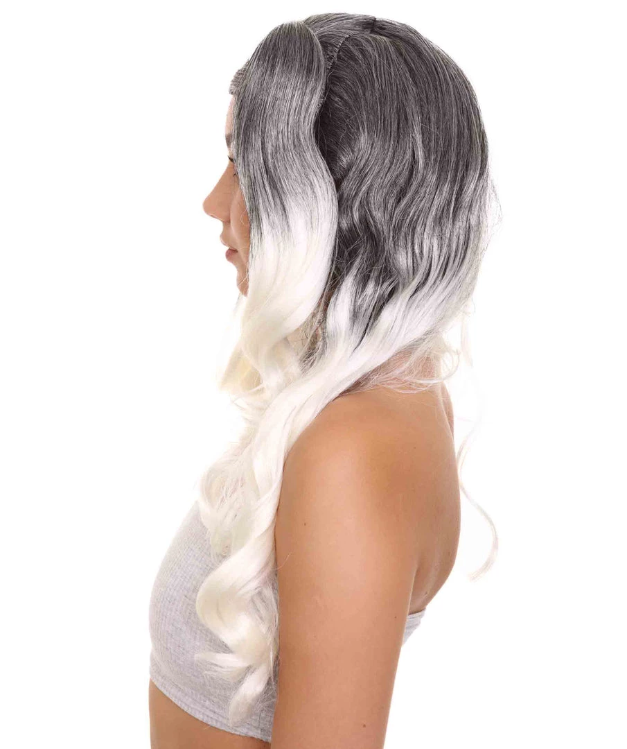 HPO Men's Dolly Womens Wig | Black/White Two-Toned Wig | Premium Breathable Capless Cap 4 HPO Men's Dolly Womens Wig | Black/White Two-Toned Wig | Premium Breathable Capless Cap