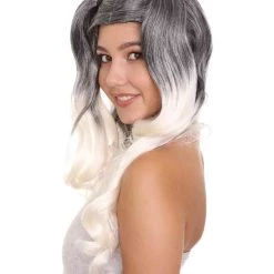 HPO Men's Dolly Womens Wig | Black/White Two-Toned Wig | Premium Breathable Capless Cap 12 HPO Men's Dolly Womens Wig | Black/White Two-Toned Wig | Premium Breathable Capless Cap