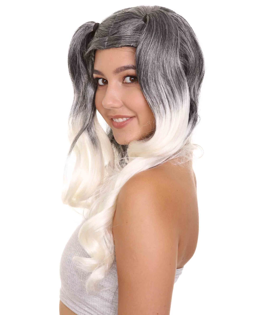 HPO Men's Dolly Womens Wig | Black/White Two-Toned Wig | Premium Breathable Capless Cap 3 HPO Men's Dolly Womens Wig | Black/White Two-Toned Wig | Premium Breathable Capless Cap