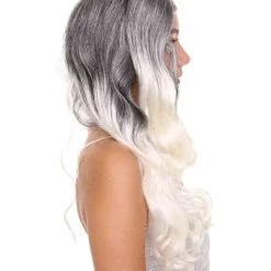 HPO Men's Dolly Womens Wig | Black/White Two-Toned Wig | Premium Breathable Capless Cap 15 HPO Men's Dolly Womens Wig | Black/White Two-Toned Wig | Premium Breathable Capless Cap