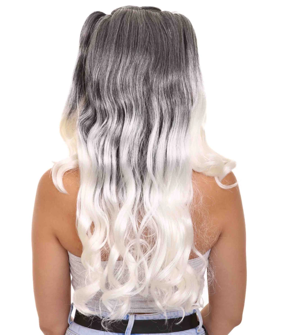 HPO Men's Dolly Womens Wig | Black/White Two-Toned Wig | Premium Breathable Capless Cap 5 HPO Men's Dolly Womens Wig | Black/White Two-Toned Wig | Premium Breathable Capless Cap